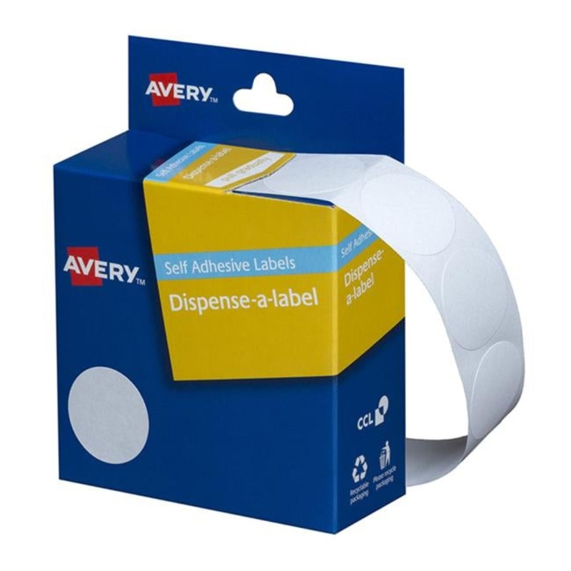 Avery Label Dispenser Dmc24w White Round 24mm 550 Pack