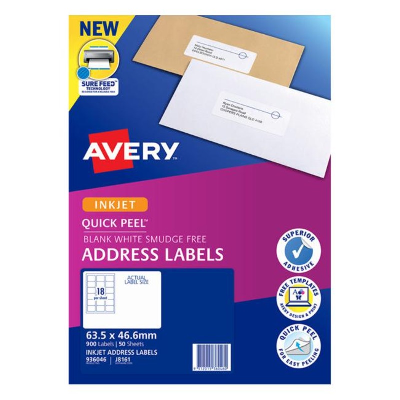 Avery Label J8161-50 Inkjet 50 Sheets