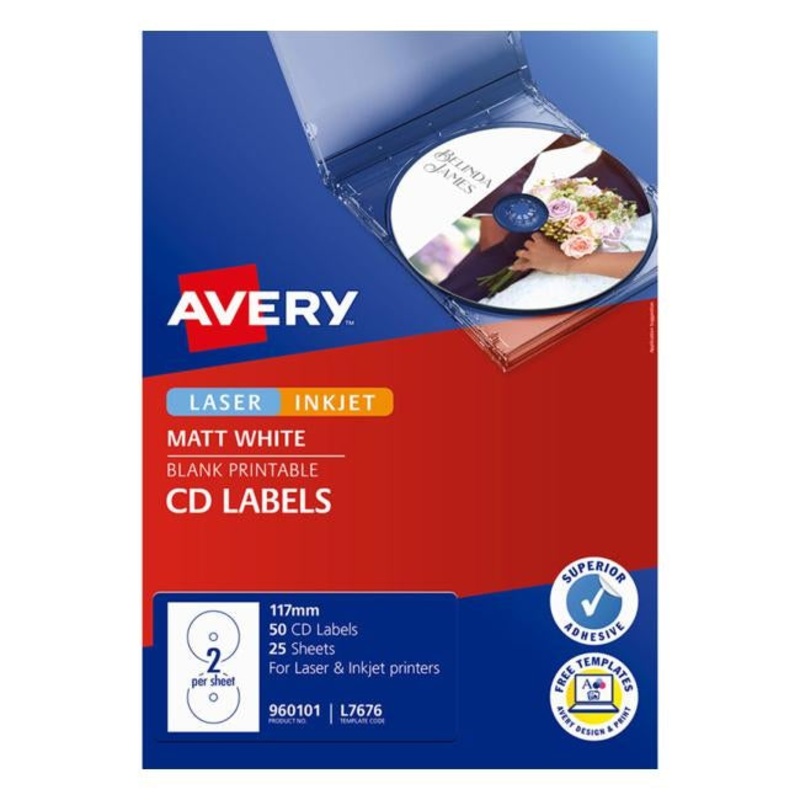 Avery Label L7676-25 Cd-R/Dvd 25 Sheets