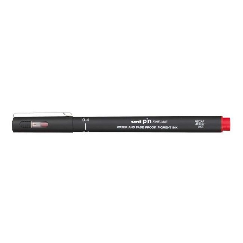 Uni Pin Fineline Permanent 0.4mm Red 04-200