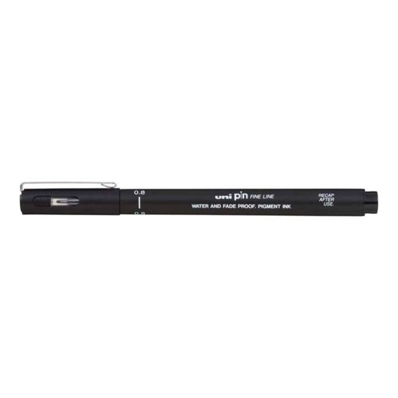 Uni Pin Fineline Permanent 0.8mm Black 08-200