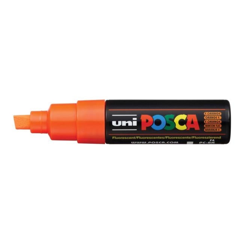 Uni Posca Marker 8.0mm Bold Chisel Fluoro Orange PC-8K