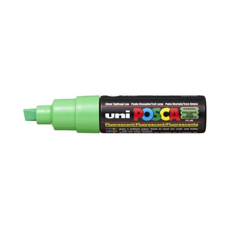 Uni Posca Marker 8.0mm Bold Chisel Fluro Green PC-8K