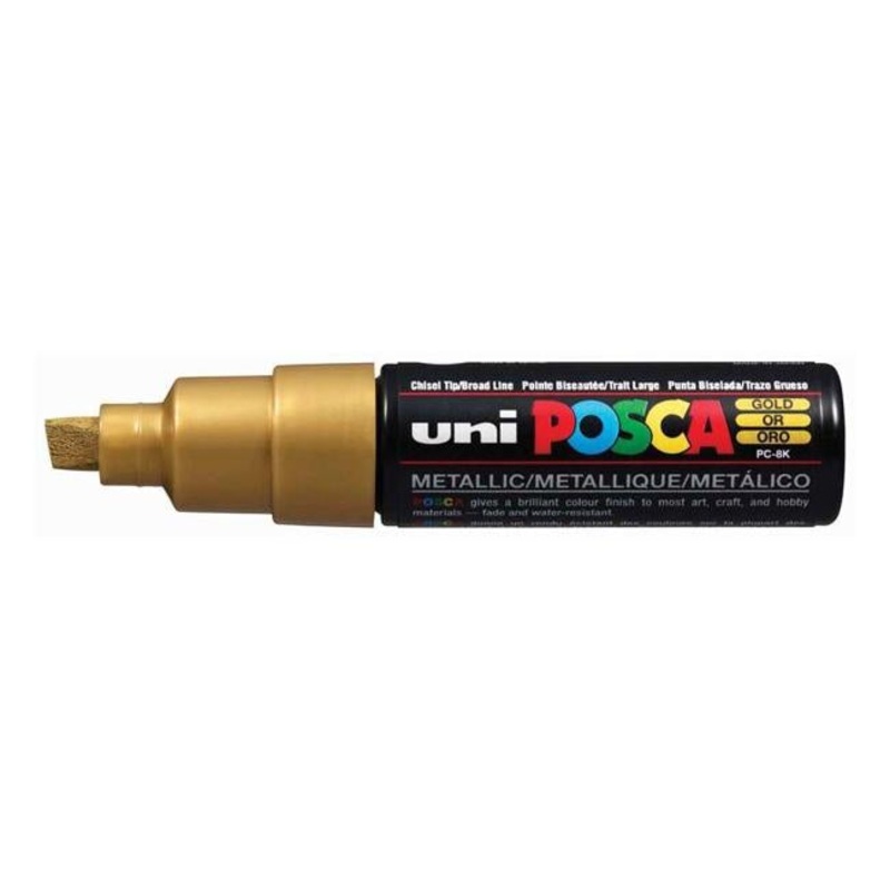 Uni Posca Marker 8.0mm Bold Chisel Gold PC-8K