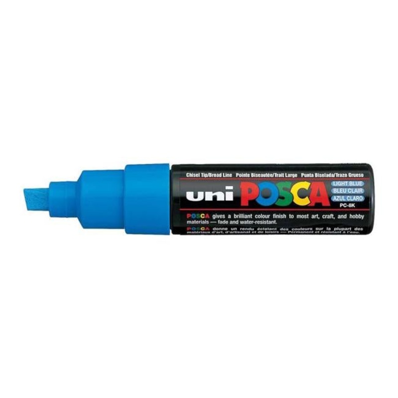 Uni Posca Marker 8.0mm Bold Chisel Light Blue PC-8K