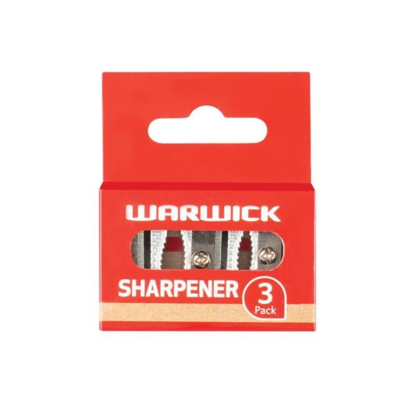 Warwick Pencil Sharpener Metal Multi 3 Pack Hangsell