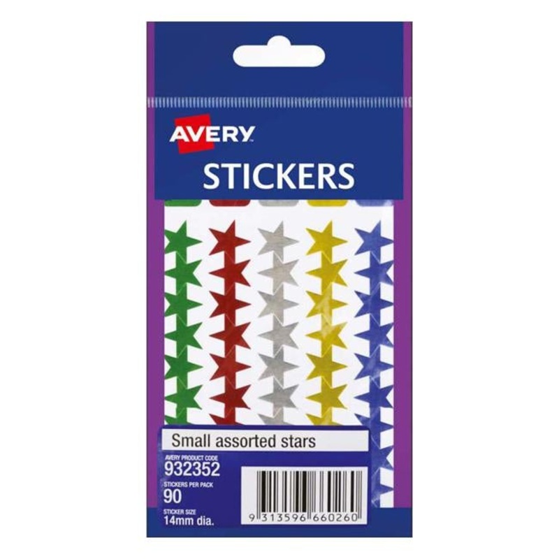 Avery Label Stars Small Assorted 90 Pack