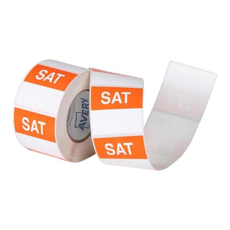 Avery Labels Saturday Square Day 40x40mm Orange White 500 Roll