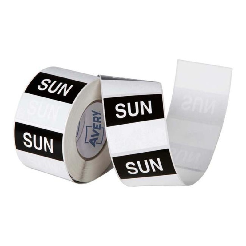 Avery Labels Sunday Square Day 40x40mm Black White 500 Roll