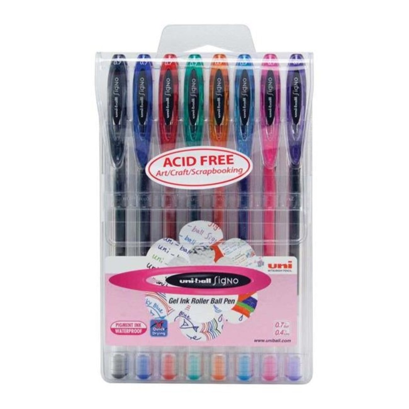 Uni-ball Signo Fine 0.7mm Capped Pack 8 Asstd UM-120