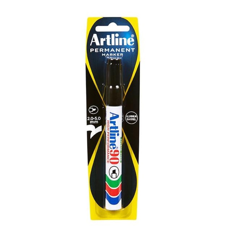 Artline 90 permanent marker 5mm chisel nib black hs