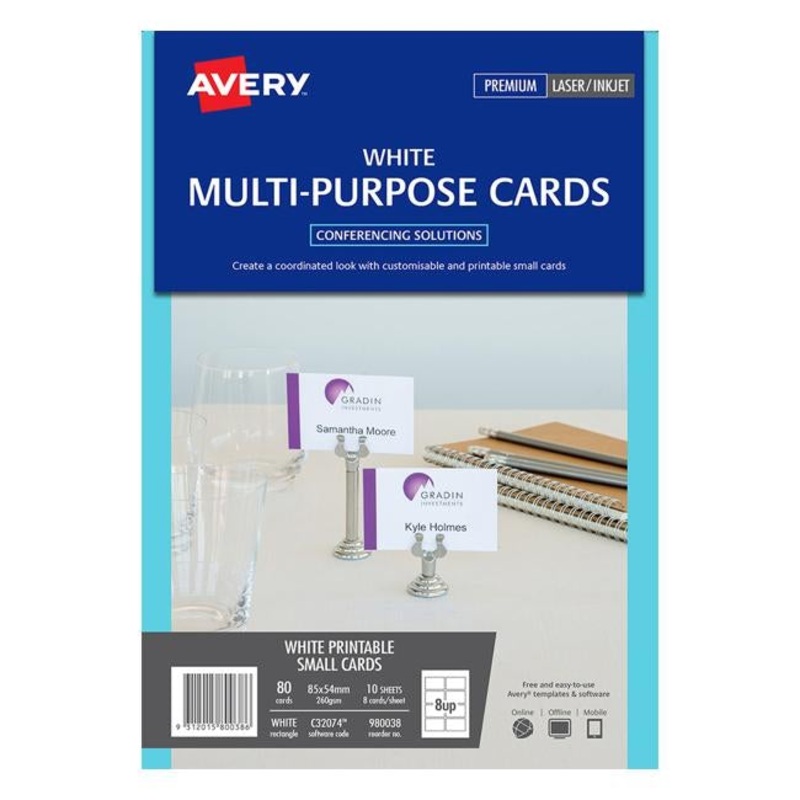 Avery Cards C32074 Multi Purpose Ds 8up 10 Sheets Inkjet