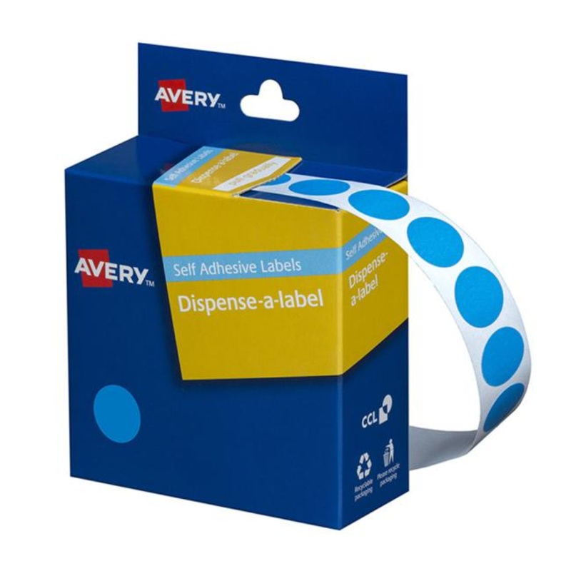 Avery Label Dispenser Dmc14lb Light Blue Round 14mm 1050 Pk