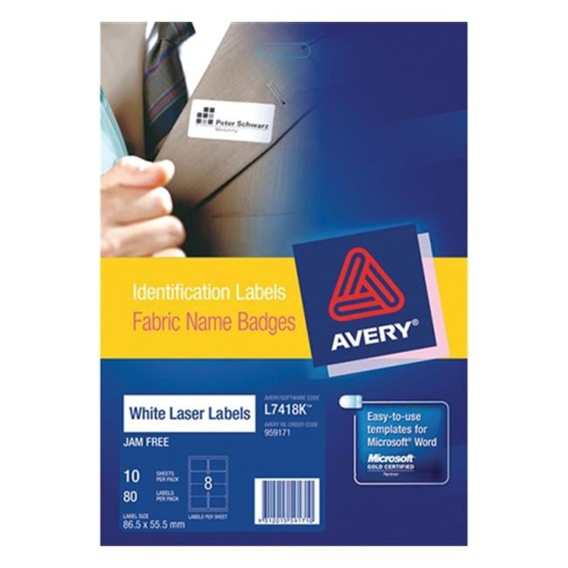 Avery Label Fabric Badge 80 Pack