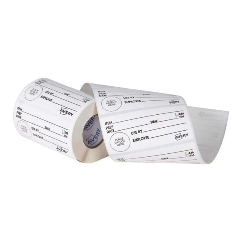 Avery Labels Shelf Life  Removable 102x47mm  White Black 500 Roll