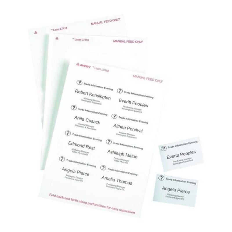 Avery Label L7418-25 Name Badge 86.5x55.5mm 25 Sheets