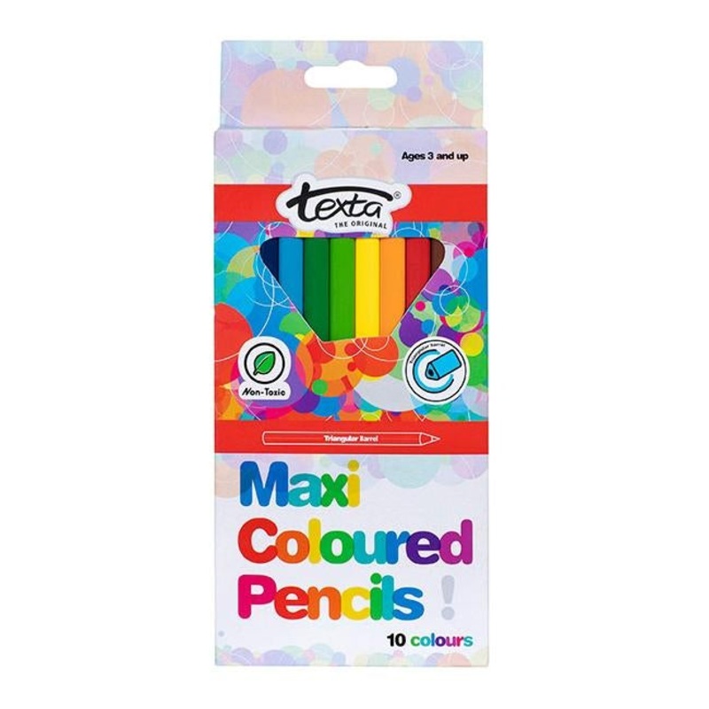 Texta maxi triangular coloured pencils box 10