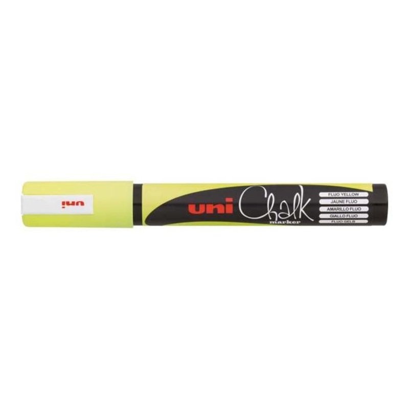 Uni Chalk Marker 1.8-2.5mm Bullet Tip Fluoro Yellow PWE-5M