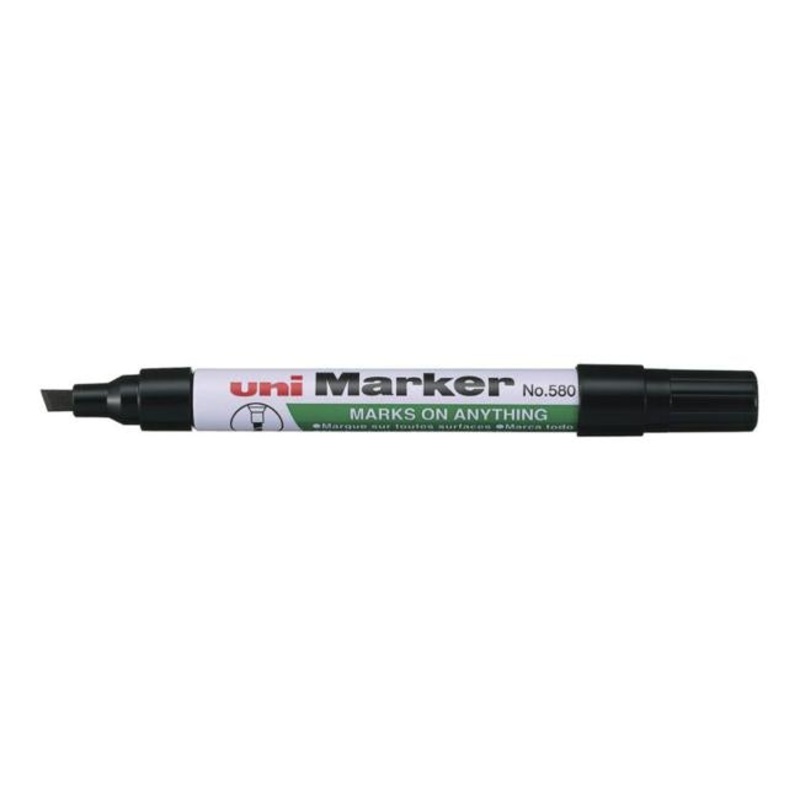 Uni Permanent Chisel Tip Marker Black 580