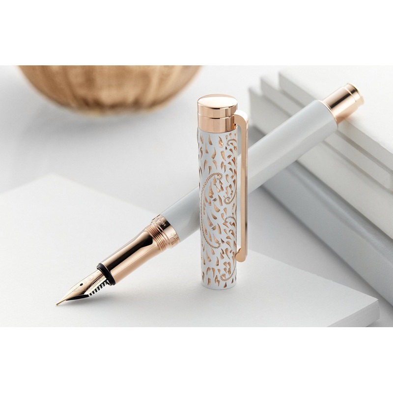 Waldmann Xetra Vienna Fountain Pen - White/Rose Gold