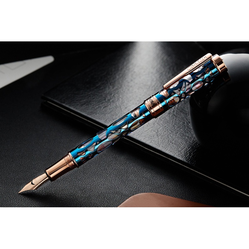 Conklin Endura Deco Crest Fountain Pen - Demo/Blue/Rosegold