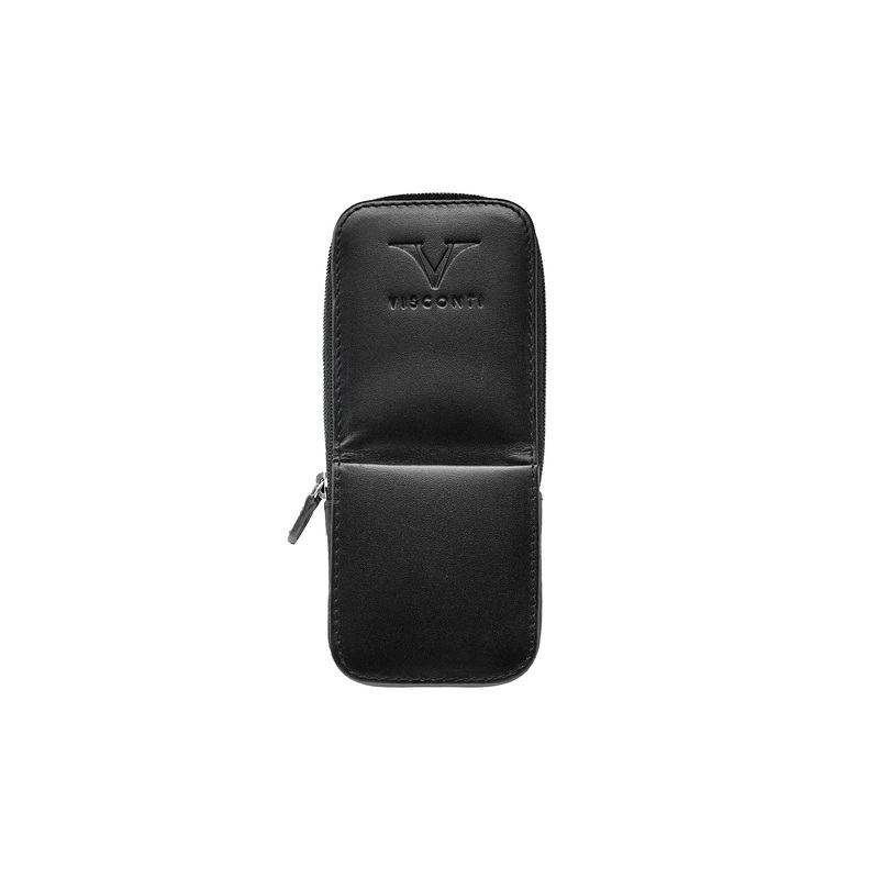 Visconti Leather 3 Pen Case - Black