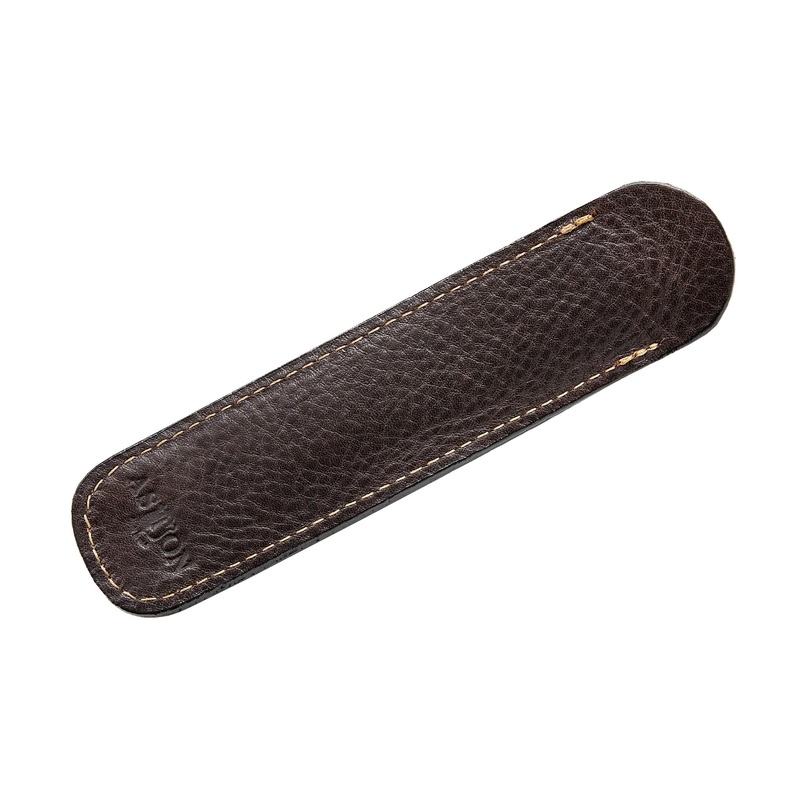 Aston Leather Single Slip Pen Pouch - Dark Brown