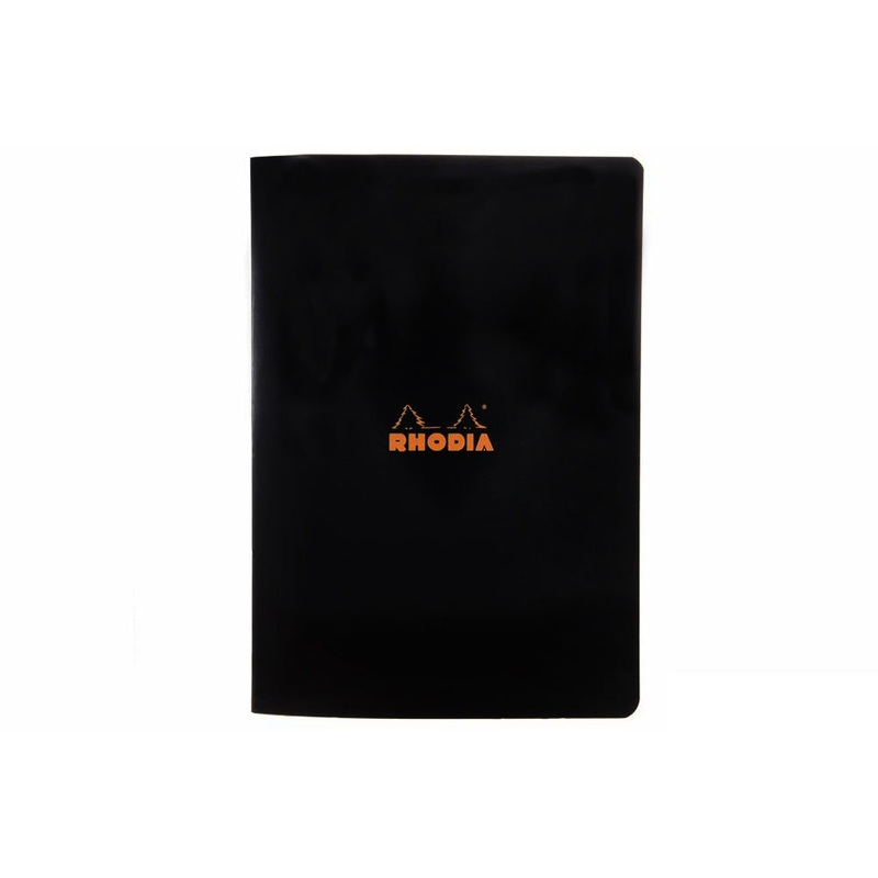Rhodia Classic Side Staplebound A4 Notebook - Black, Lined