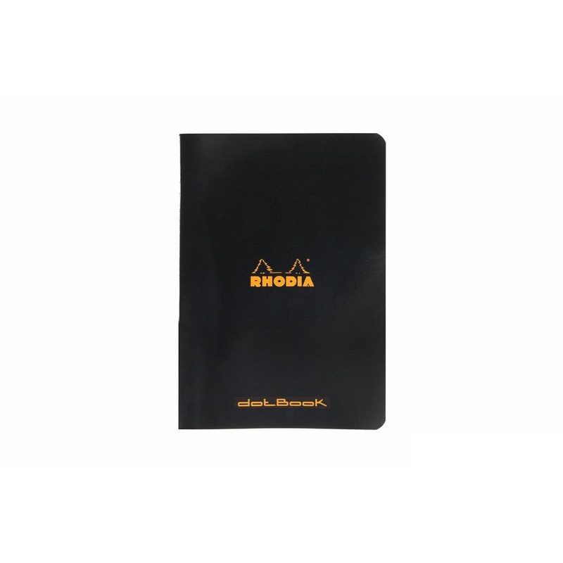 Rhodia Classic Side Staplebound A5 Notebook - Black, Dot Grid