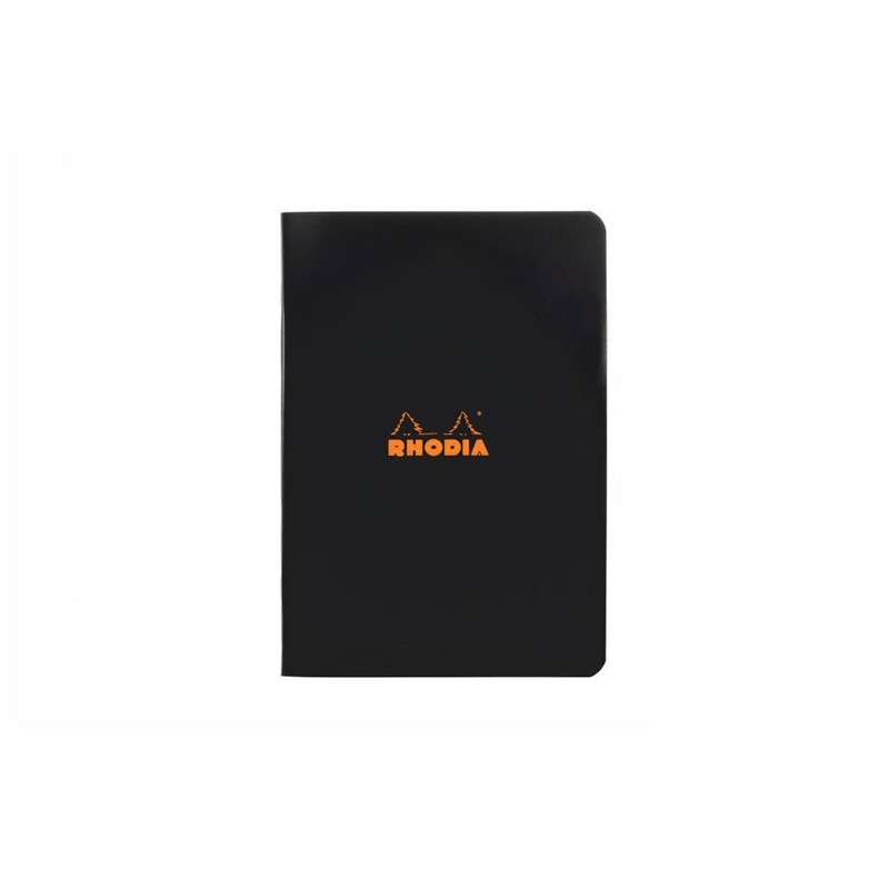 Rhodia Classic Side Staplebound A5 Notebook - Black, Lined