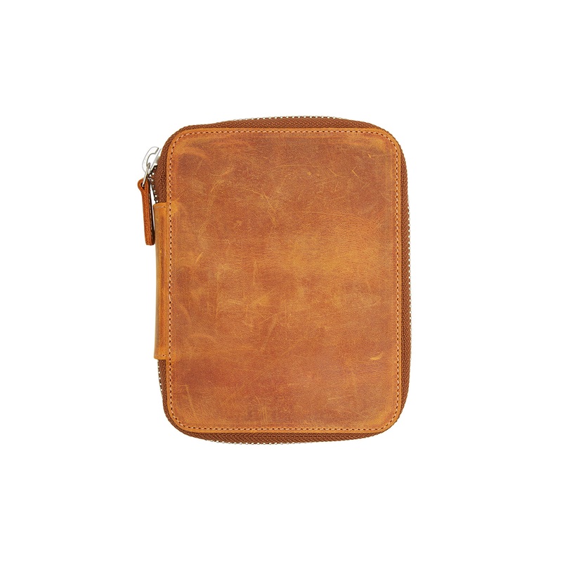 Galen Leather Zippered 10 Slot Pen Case - Crazy Horse Brown