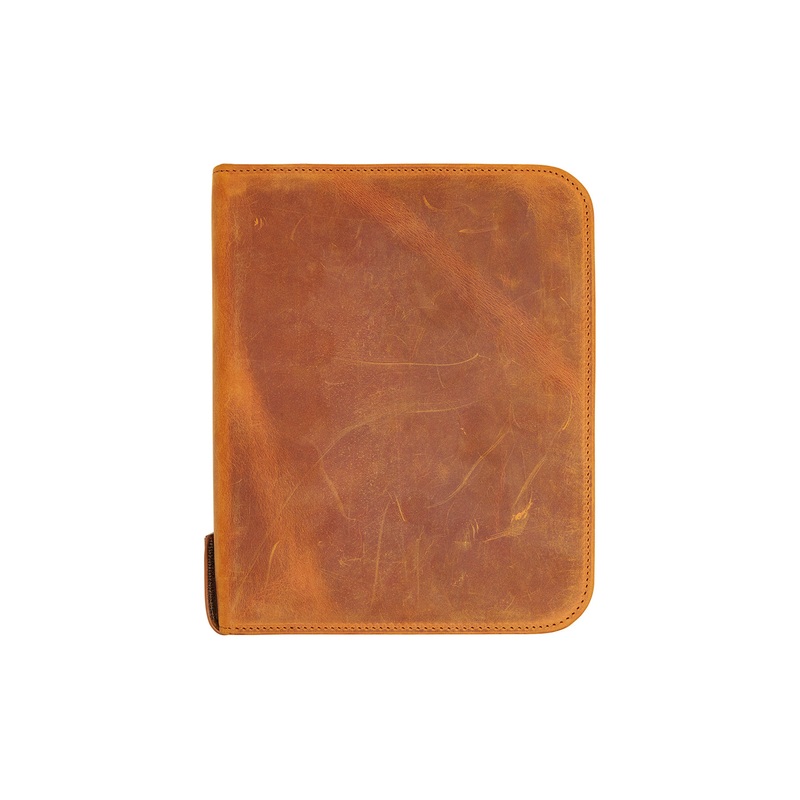 Galen Leather Zippered 40 Slot Pen Case - Crazy Horse Brown