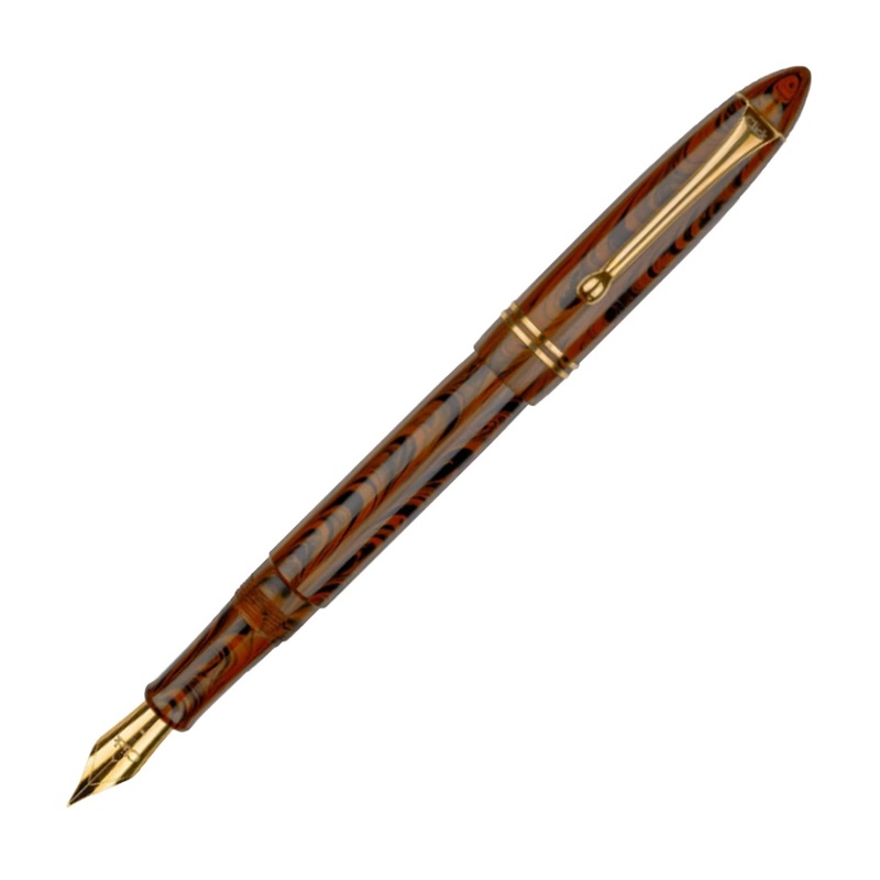 Click Yen Ebonite Fountain Pen - Brown Black GT