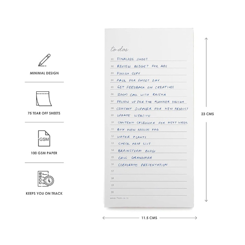 7mm Minimal To Do Notepad