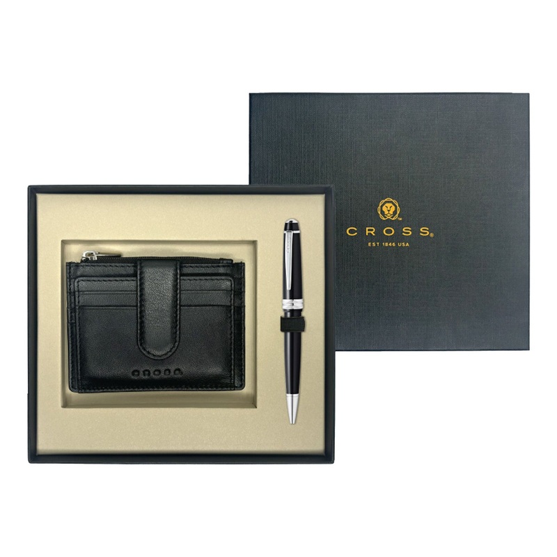 Cross Gift Set - Bailey Light Black CT Ball Pen with Card Holder