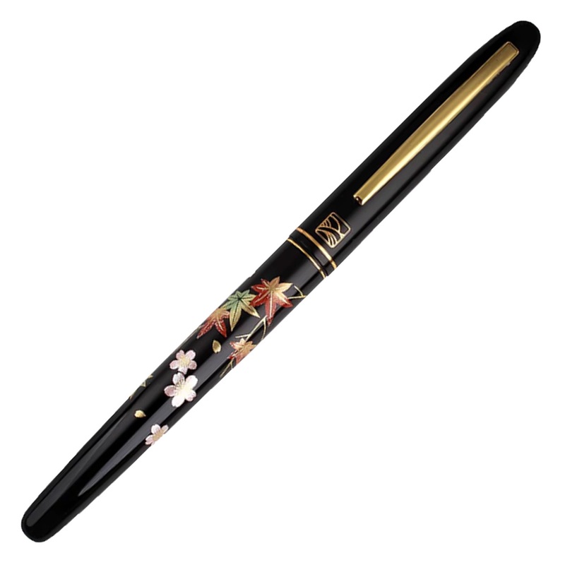Wancher x Kuretake Kindai Maki-e Sakura Ni Kouyou Fountain Pen - Black GT