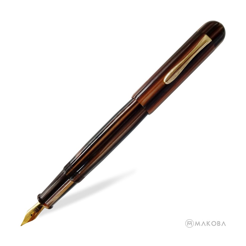 Ranga Splendour Round Premium Acrylic Fountain Pen, Brown Stripes - Steel Nib