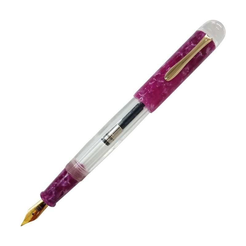 Ranga Splendour Round Premium Acrylic Fountain Pen, Clear Purple - Steel Nib