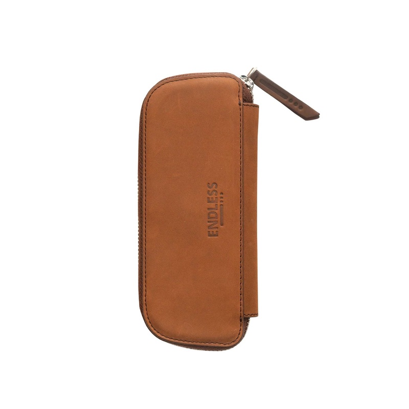 Endless Companion Leather Adjustable 2 Pen Holder - Brown