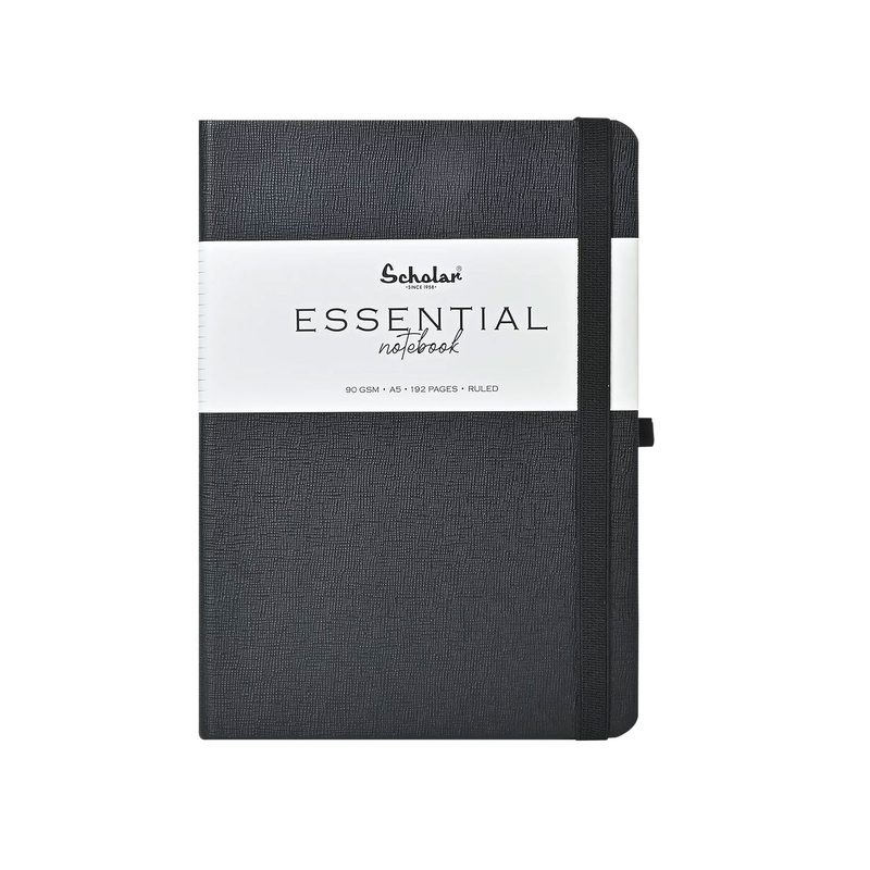Scholar Essential Black Notebook - A5, Ruled