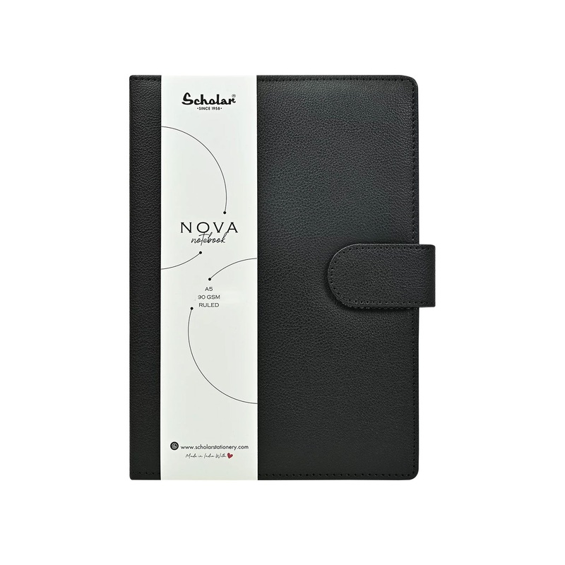 Scholar Nova Black Notebook - A5, Ruled