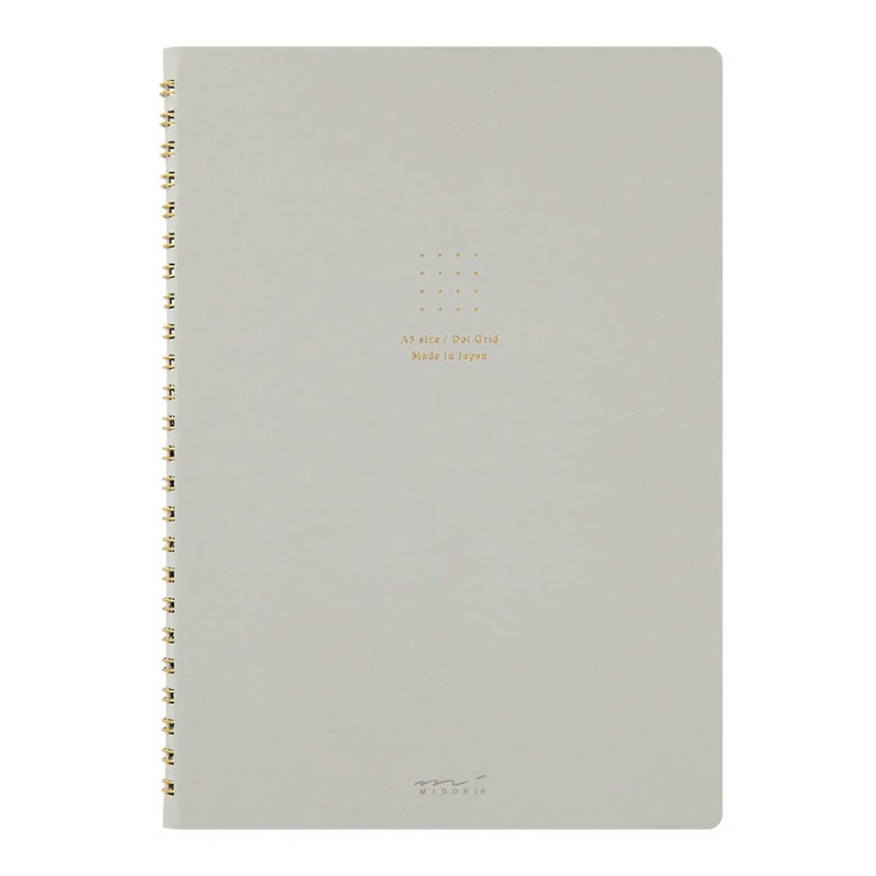 Midori Soft Colour Grey Spiral Notebook - A5, Dotted