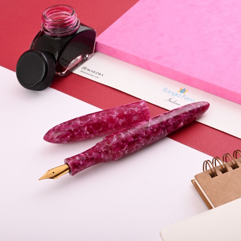 Ranga Giant 9B Premium Acrylic Fountain Pen - Purple Cracked Ice GT