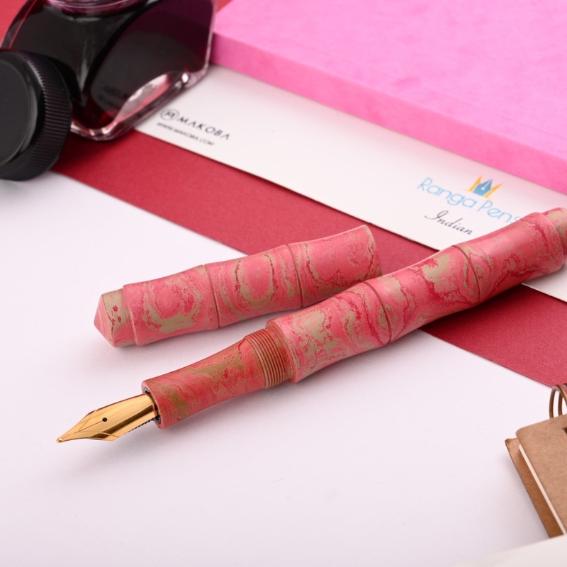 Ranga Regular Bamboo Premium Ebonite Fountain Pen - Pink Cream