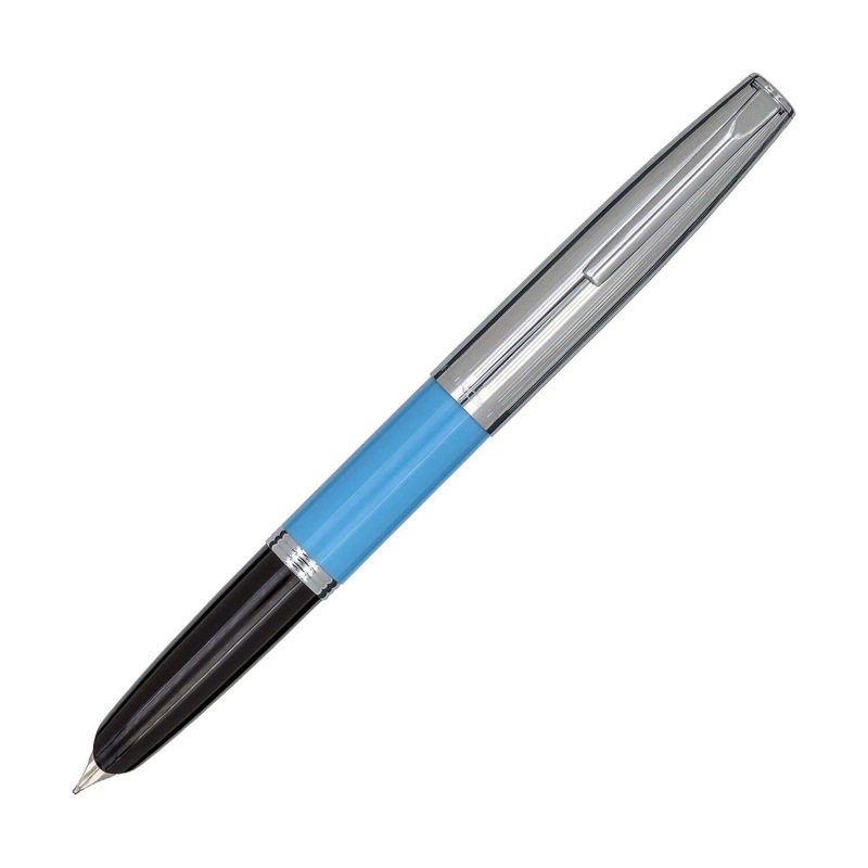 Aurora Duocart Fountain Pen - Chrome Light Blue