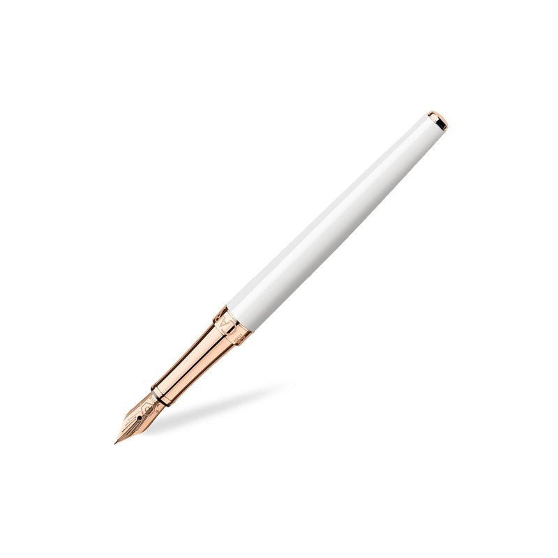 Caran D' Ache Leman Slim Fountain Pen, White - 18K Gold Nib