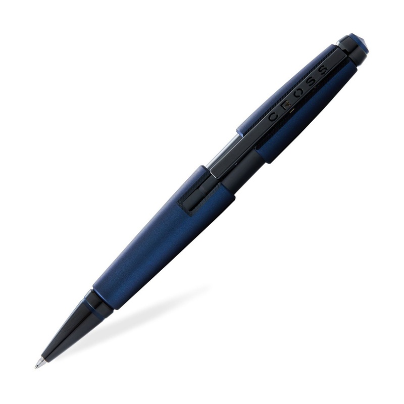 Cross Edge Roller Ball Pen - Matt Blue PVD