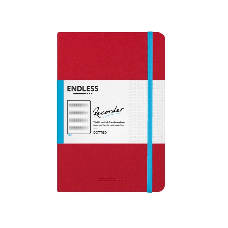 Endless Recorder Crimson Sky Red Regalia Notebook - A5, Dotted
