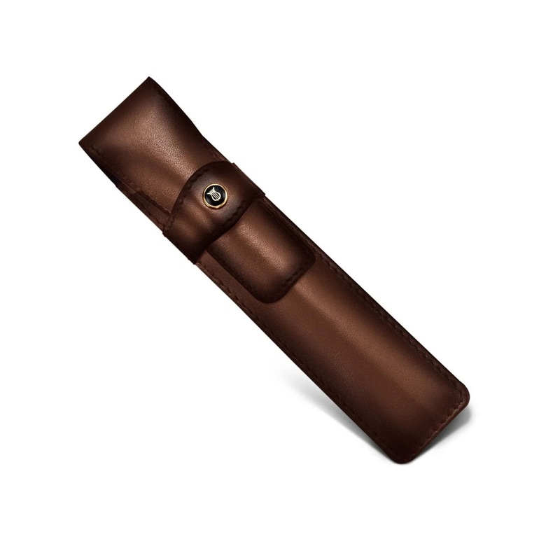 Lapis Bard Classic Leather Single Pen Holder - Cognac