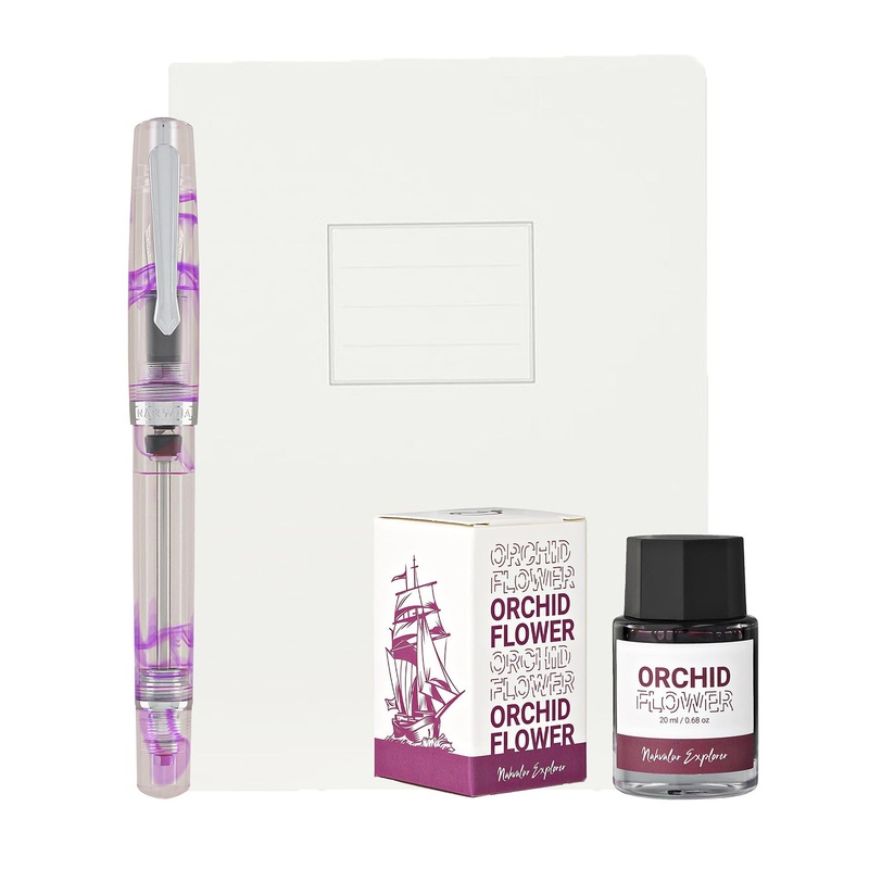 Nahvalur Original Plus Gift Set of Fountain Pen, Notebook & Ink - Melacara Purple